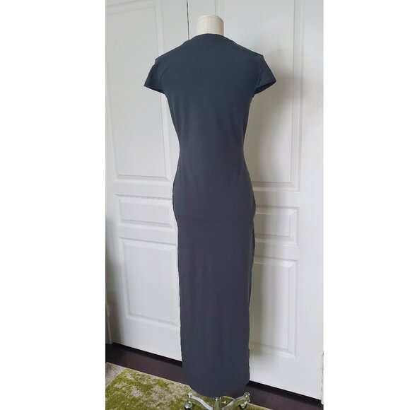 Mango Short-Sleeve Side-Slit Midi Tube Dress in Charcoal Size 4 - Picture 9 of 10